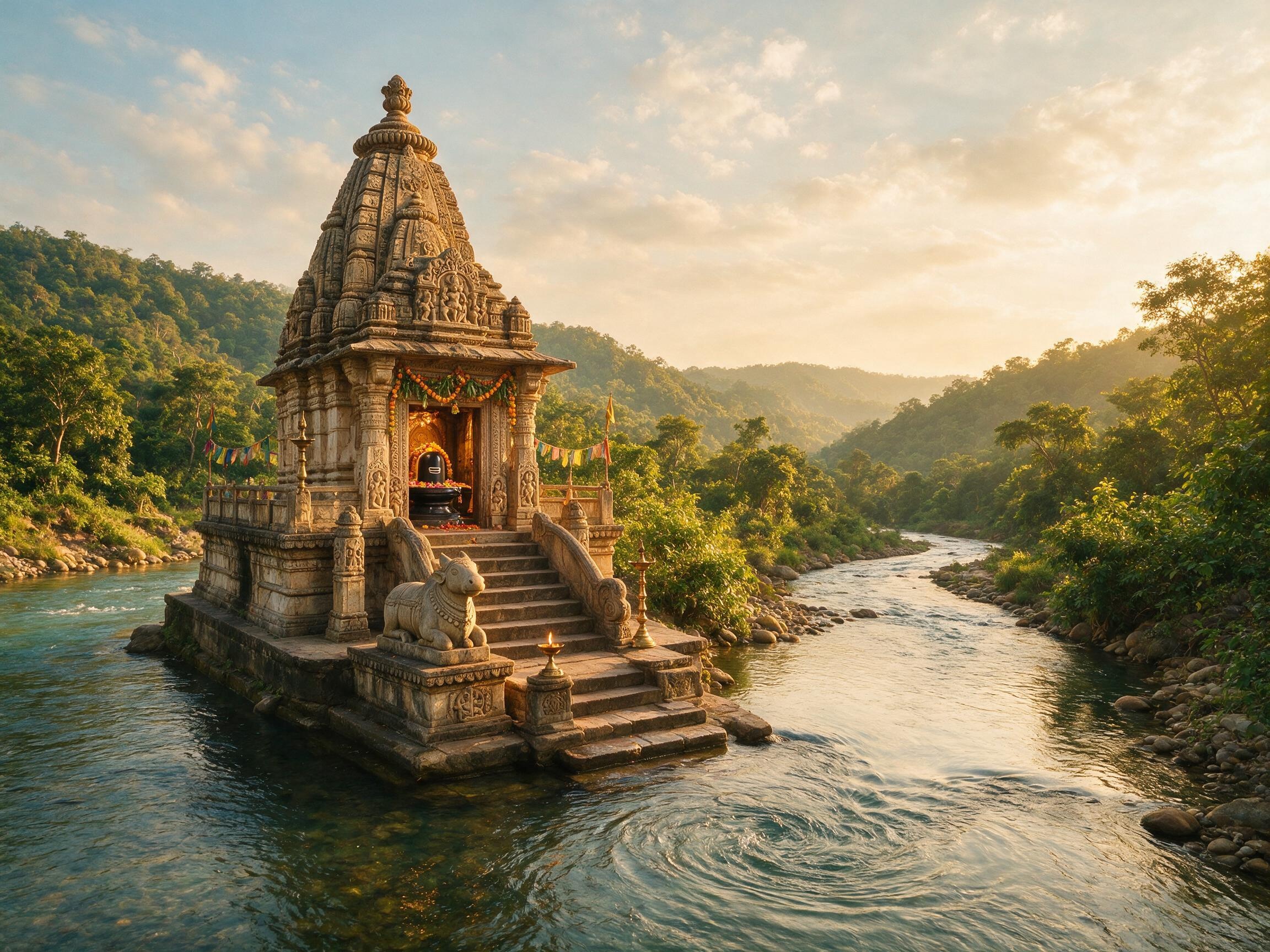 Kathgarh Temple at the confluence of Ravi and Seul rivers near Pathankot